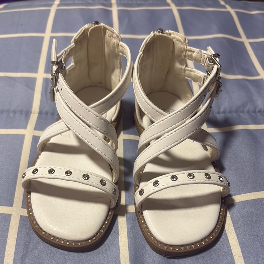 White Strappy Sandals with Stud Accents